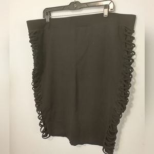 Torrid Pull On Black Pencil Skirt with Criss Cross Mesh Sides Size 3